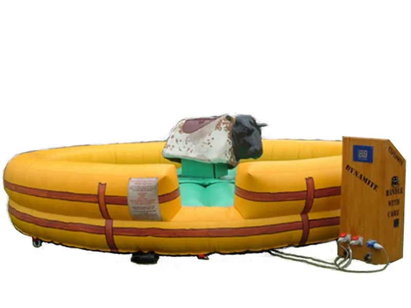Mechanical bull inflatable ride with safety padding, perfect for parties and events. Durable, fun, and high-quality. Buy affordable rides online today!