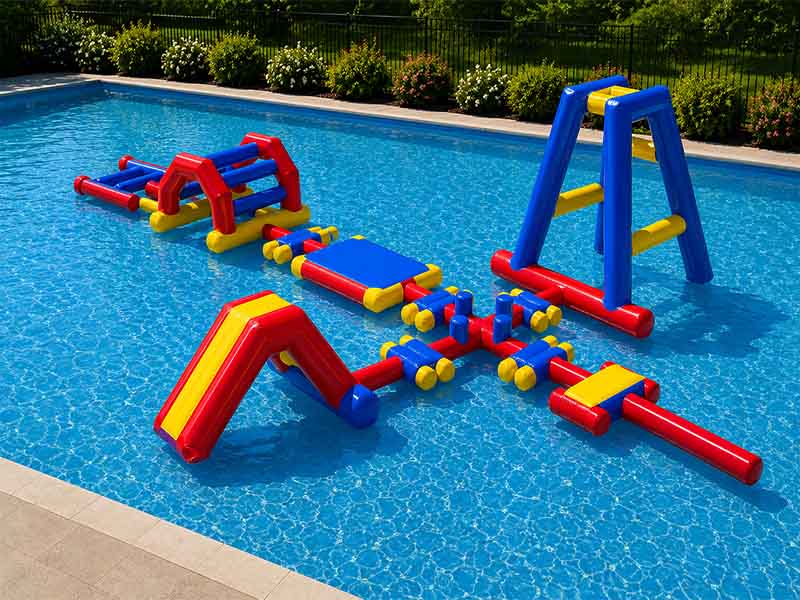 E109129 Triple Track Inflatable Pool Challenge Course - Image 1